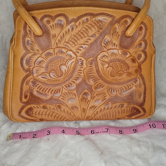 Leather Vintage Mexican Inspired Handbag - Picture 2 of 15